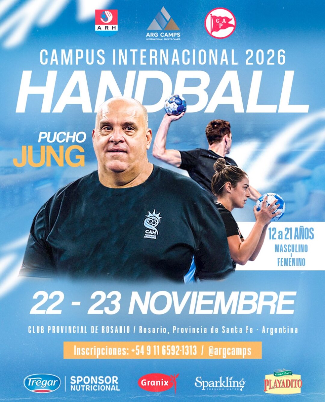 Pucho Jung encabeza el Campus Internacional de Handball 2026 en Rosario: dos días de entrenamiento para chicos y chicas de 12 a 21 años