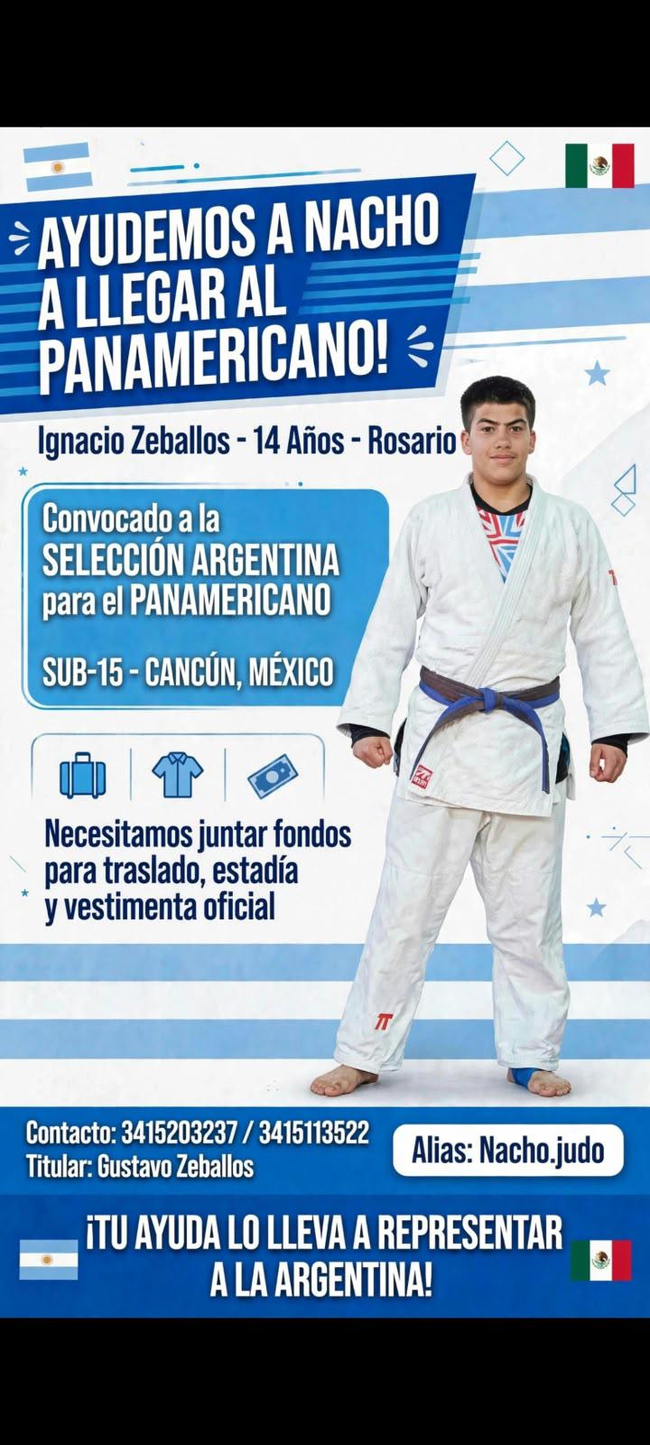 El judoka rosarino Ignacio Zeballos junta fondos para competir en el Panamericano Sub-15 de Cancún